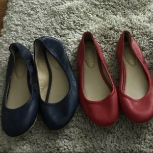 Two pairs of flats (red and navy)
